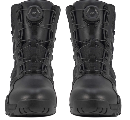 Black tactical boots with BOA fit system